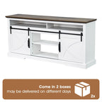 68 Rustic Sliding Barn Door TV Stand White TV Console for 80 TVs