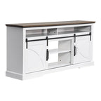 68 Rustic Sliding Barn Door TV Stand White TV Console for 80 TVs