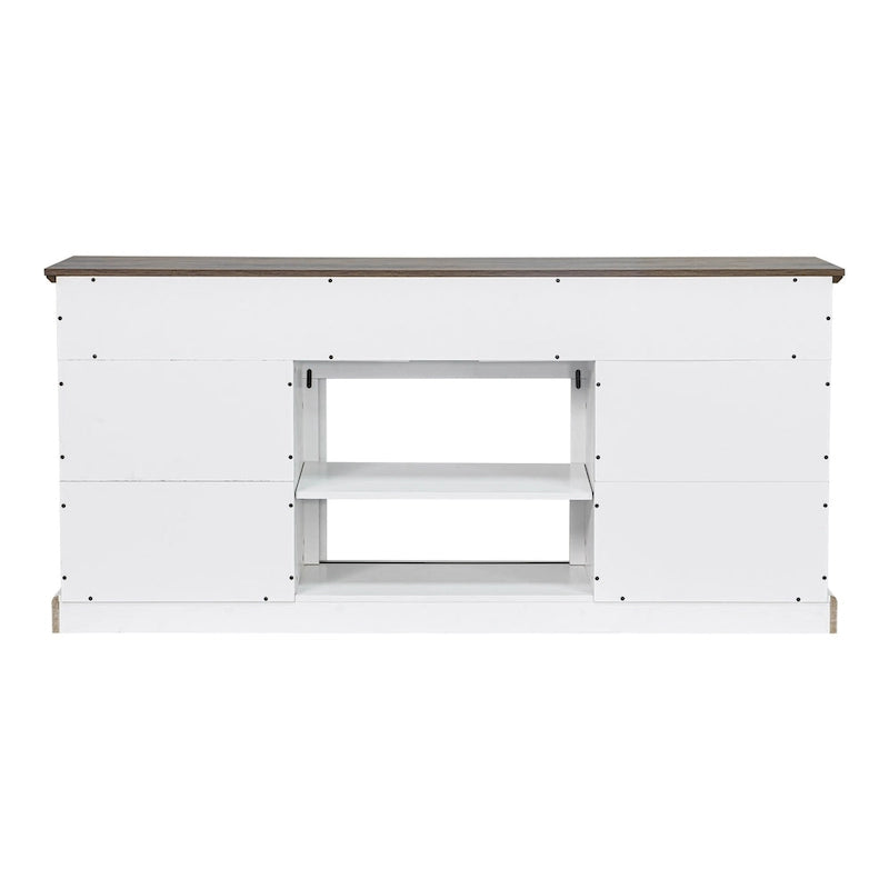 68 Rustic Sliding Barn Door TV Stand White TV Console for 80 TVs