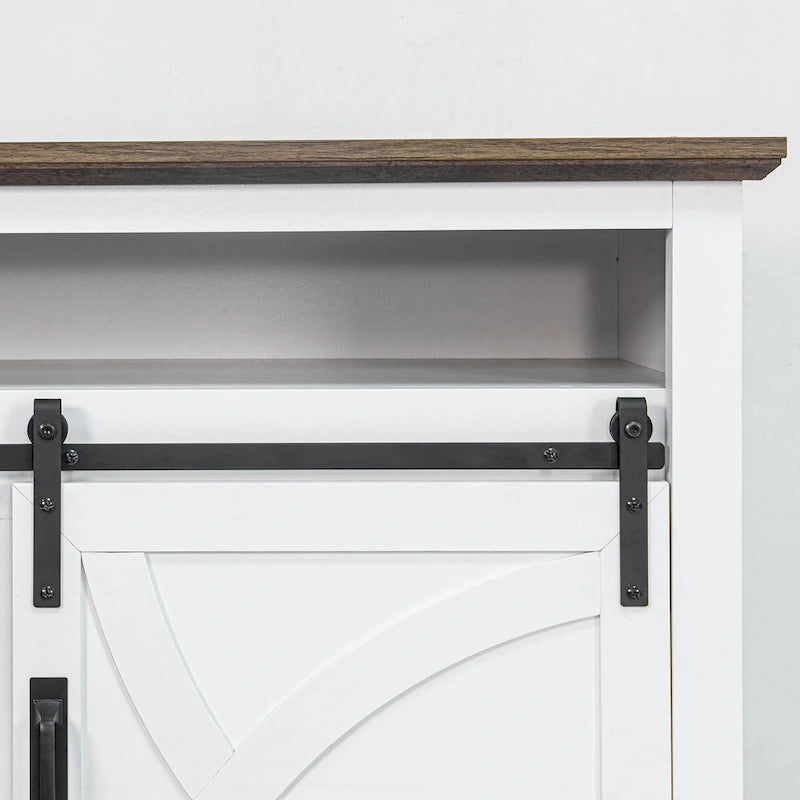 68 Rustic Sliding Barn Door TV Stand White TV Console for 80 TVs