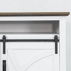 68 Rustic Sliding Barn Door TV Stand White TV Console for 80 TVs