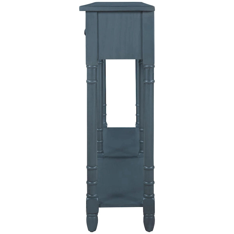 Console Table Sofa Table Easy Assembly with Two Storage Drawers and Bottom Shelf for Living Room, Entryway