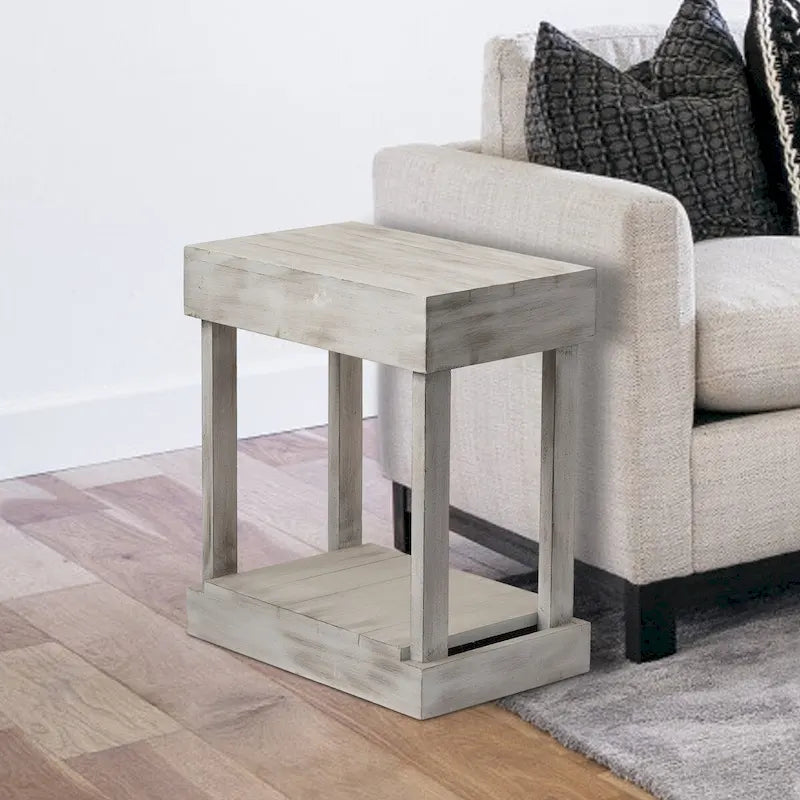 Rustic Farmhouse Solid Wood Accent End Table Sofa Side Table - 11 W x 26 H