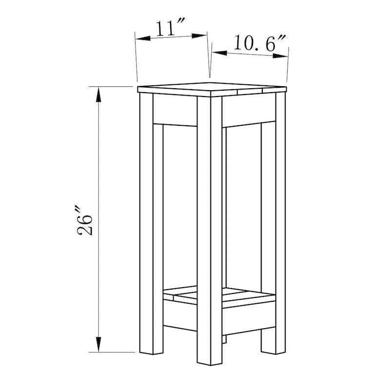 Rustic Farmhouse Solid Wood Accent End Table Sofa Side Table - 11 W x 26 H