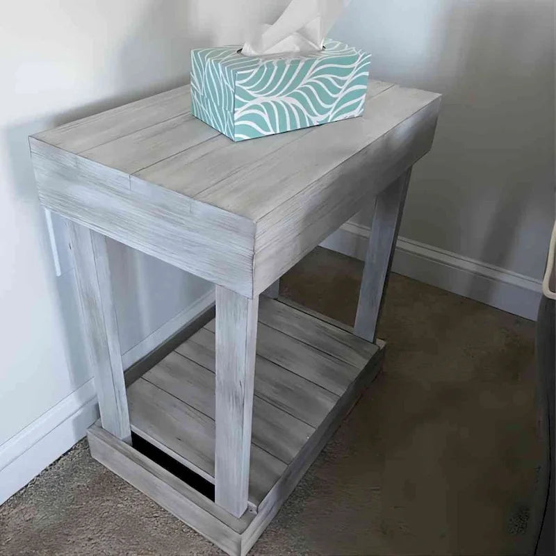 Rustic Farmhouse Solid Wood Accent End Table Sofa Side Table - 11 W x 26 H