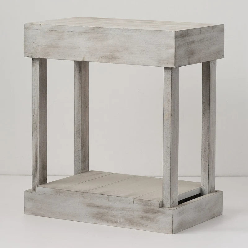 Rustic Farmhouse Solid Wood Accent End Table Sofa Side Table - 11 W x 26 H