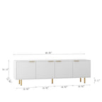 White TV Stand Fluted 68 with Power Outlet,Entertainment Center with Storage Doors,TV Console Media Cabinet,for 55+ Inch TV