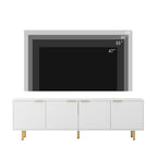 White TV Stand Fluted 68 with Power Outlet,Entertainment Center with Storage Doors,TV Console Media Cabinet,for 55+ Inch TV