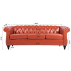 84.65 PU Rolled Arm Chesterfield 3 Seater Sofa