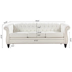 84.65 PU Rolled Arm Chesterfield 3 Seater Sofa