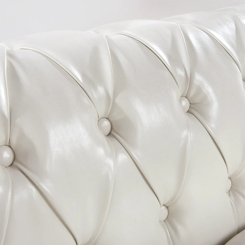 84.65 PU Rolled Arm Chesterfield 3 Seater Sofa