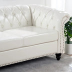 84.65 PU Rolled Arm Chesterfield 3 Seater Sofa