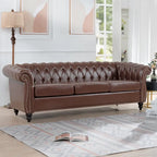 84.65 PU Rolled Arm Chesterfield 3 Seater Sofa