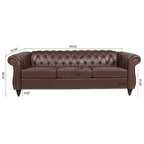 84.65 PU Rolled Arm Chesterfield 3 Seater Sofa