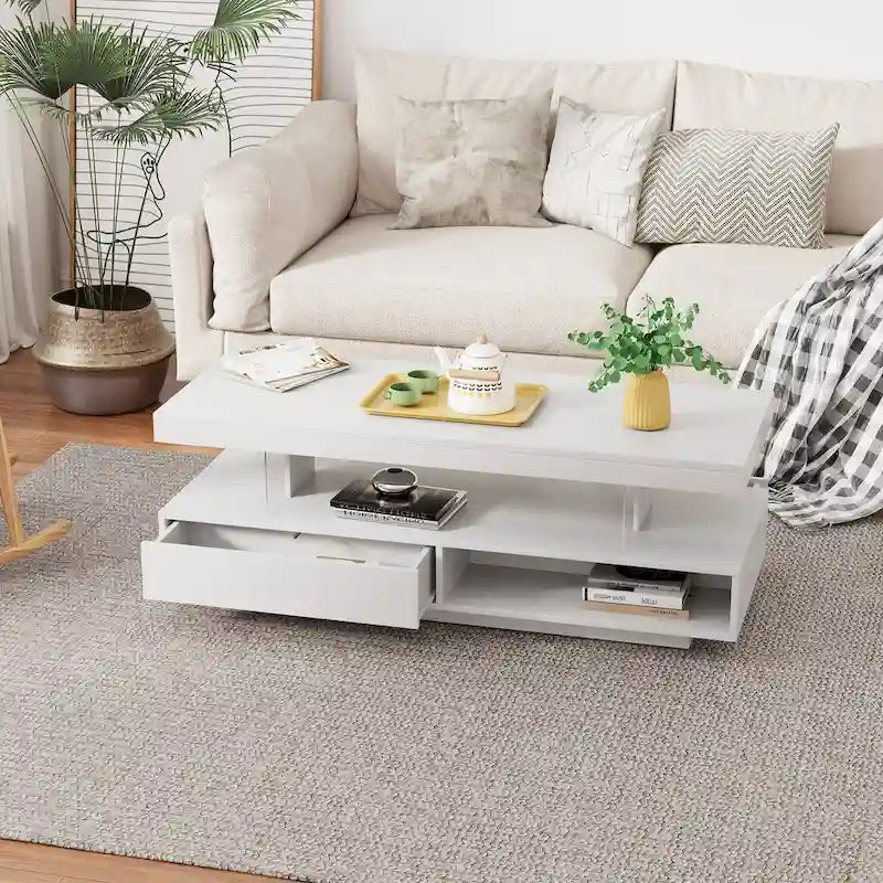 Coffee Table with 2 Drawers and Display Shelves