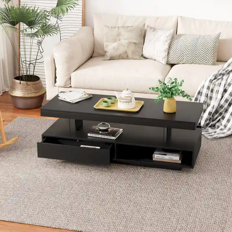 Coffee Table with 2 Drawers and Display Shelves