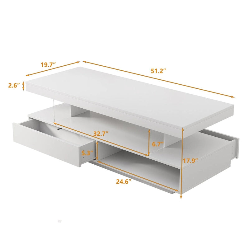 Coffee Table with 2 Drawers and Display Shelves