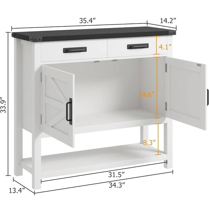 Farmhouse Entryway Table with 2-Door Cabinet & 2 Drawers