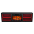 66 Modern Black Electric Fireplace TV Stands Console for 75-inch TV with Remote - 66 in console width