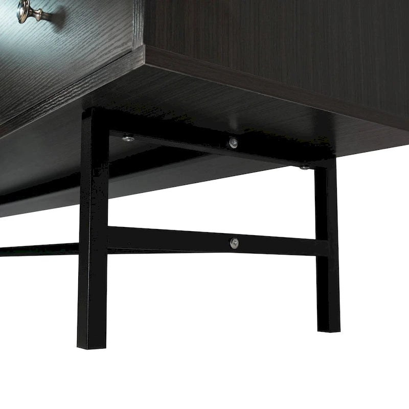 Rochester 2-Drawer 4-Shelf TV Stand Credenza with Iron Legs