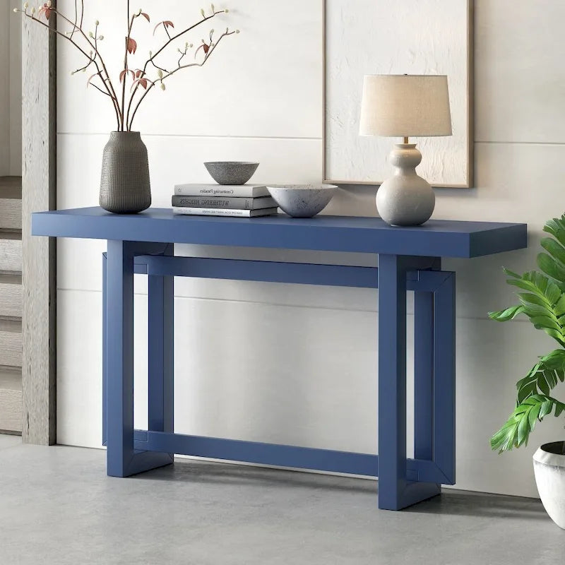 Contemporary Console Table with Industrial-inspired Concrete Wood Top