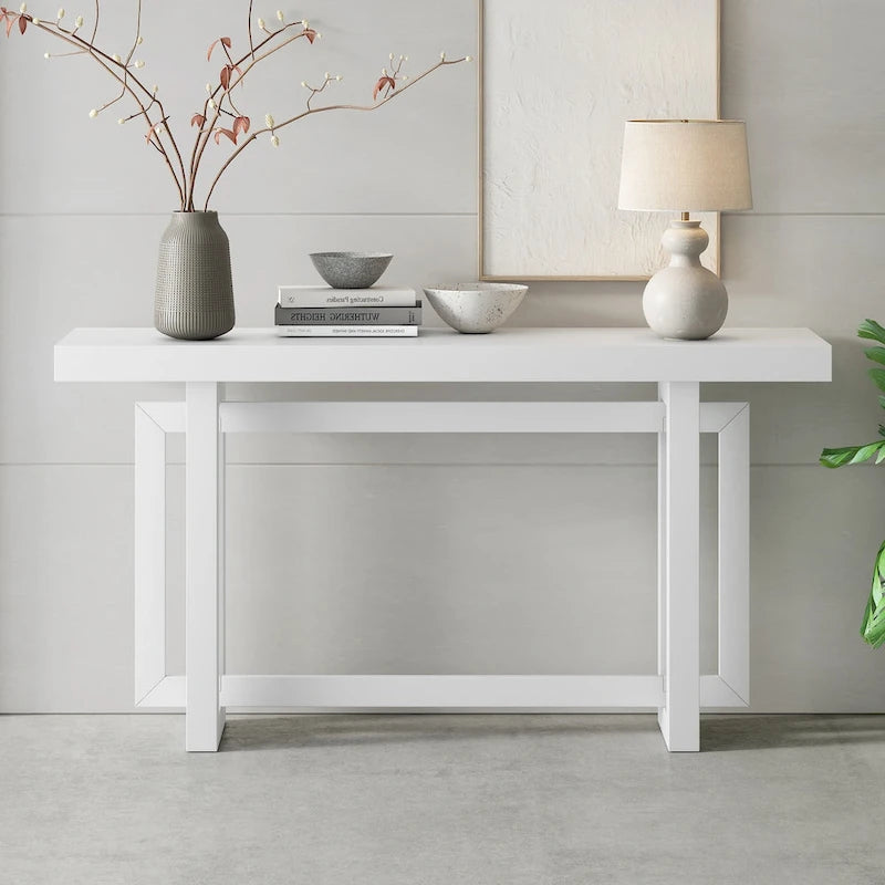 Contemporary Console Table with Industrial-inspired Concrete Wood Top