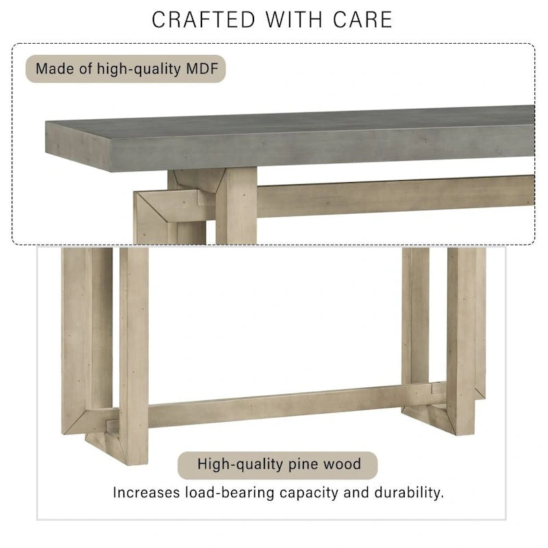 Contemporary Console Table with Industrial-inspired Concrete Wood Top