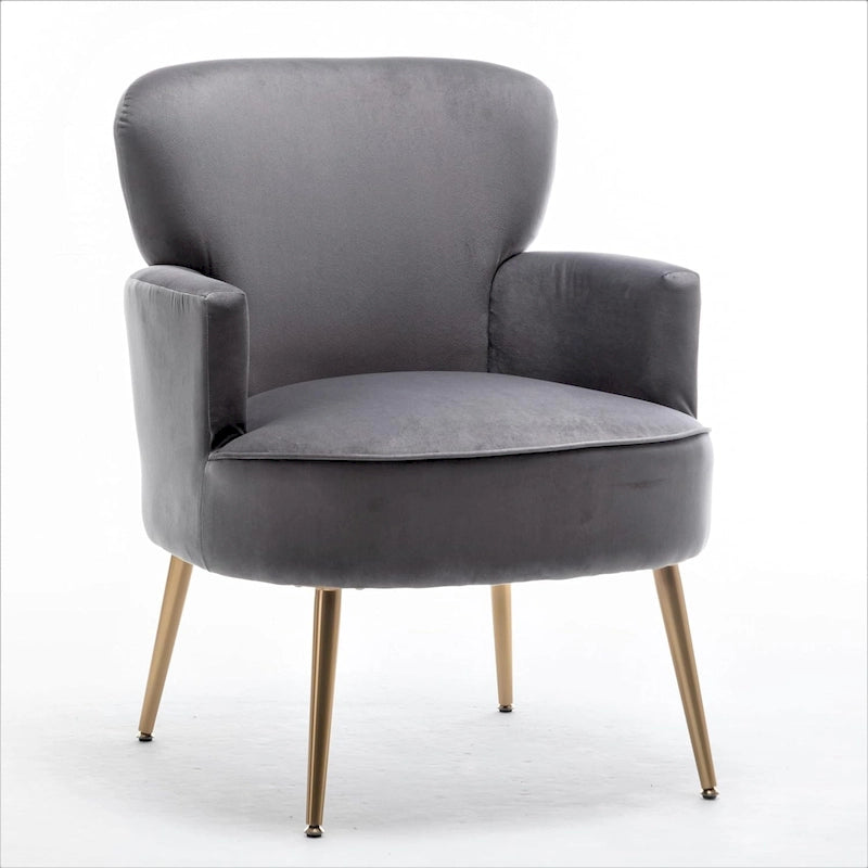 US Pride Furniture Trendy Velvet Accent Chair with Gold Metal Legs Upholstered Armchair