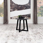 Enlow Black End Table with Marble-like Top