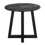 Enlow Black End Table with Marble-like Top