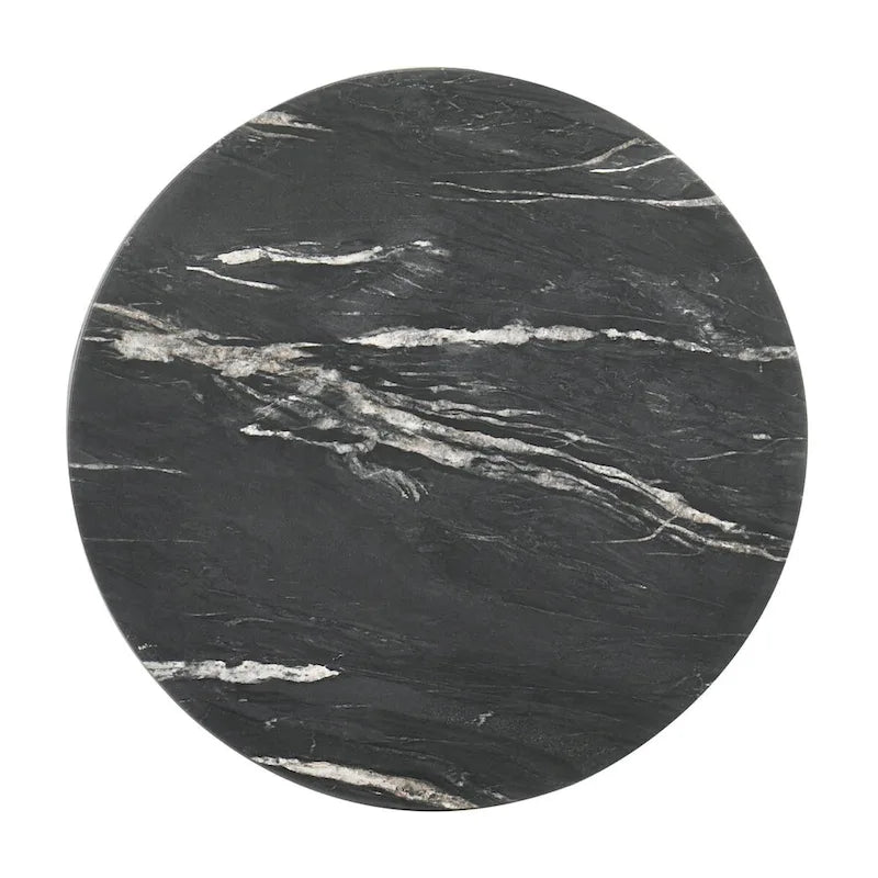 Enlow Black End Table with Marble-like Top
