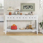 Rustic Entryway Console Table, 60 Long Sofa Table with two Different Size Drawers and Bottom Shelf for Storage