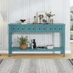 Rustic Entryway Console Table, 60 Long Sofa Table with two Different Size Drawers and Bottom Shelf for Storage