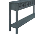Rustic Entryway Console Table, 60 Long Sofa Table with two Different Size Drawers and Bottom Shelf for Storage