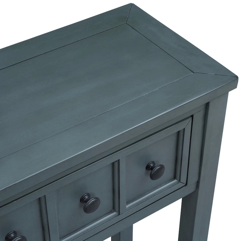 Rustic Entryway Console Table, 60 Long Sofa Table with two Different Size Drawers and Bottom Shelf for Storage