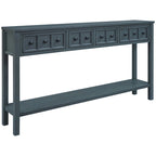 Rustic Entryway Console Table, 60 Long Sofa Table with two Different Size Drawers and Bottom Shelf for Storage