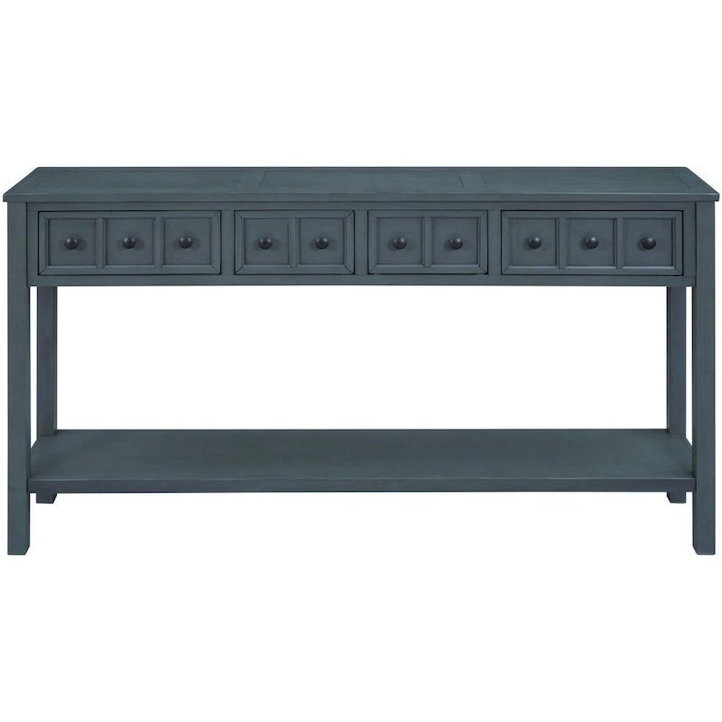 Rustic Entryway Console Table, 60 Long Sofa Table with two Different Size Drawers and Bottom Shelf for Storage