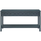 Rustic Entryway Console Table, 60 Long Sofa Table with two Different Size Drawers and Bottom Shelf for Storage