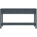Rustic Entryway Console Table, 60 Long Sofa Table with two Different Size Drawers and Bottom Shelf for Storage