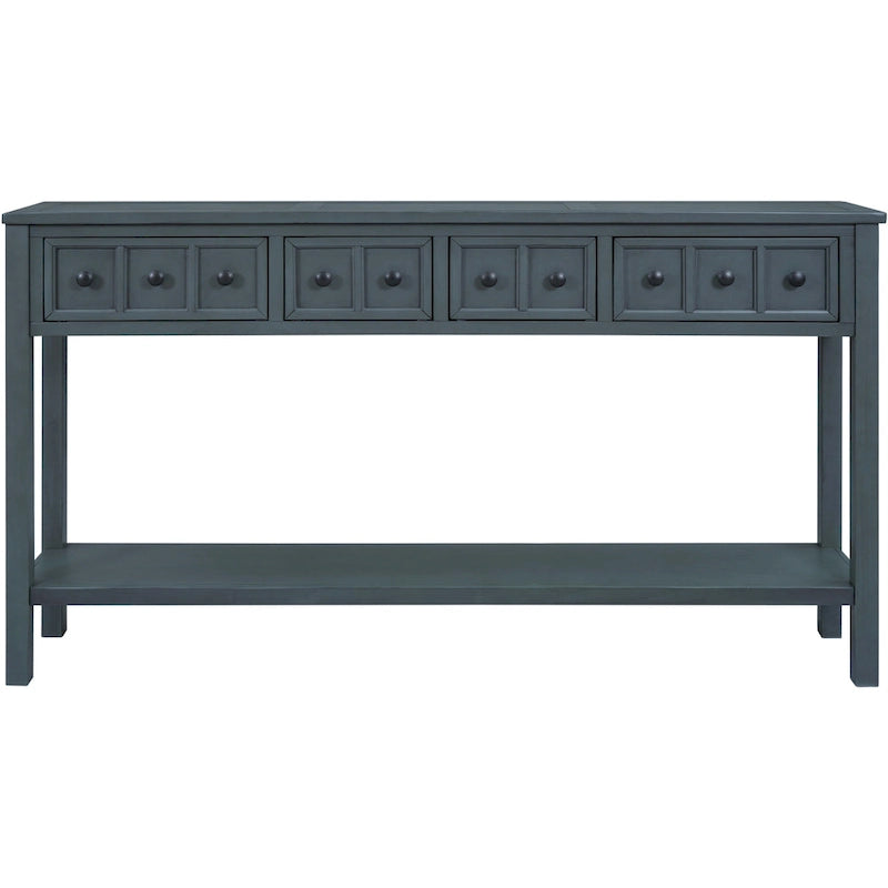 Rustic Entryway Console Table, 60 Long Sofa Table with two Different Size Drawers and Bottom Shelf for Storage