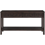 Rustic Entryway Console Table, 60 Long Sofa Table with two Different Size Drawers and Bottom Shelf for Storage