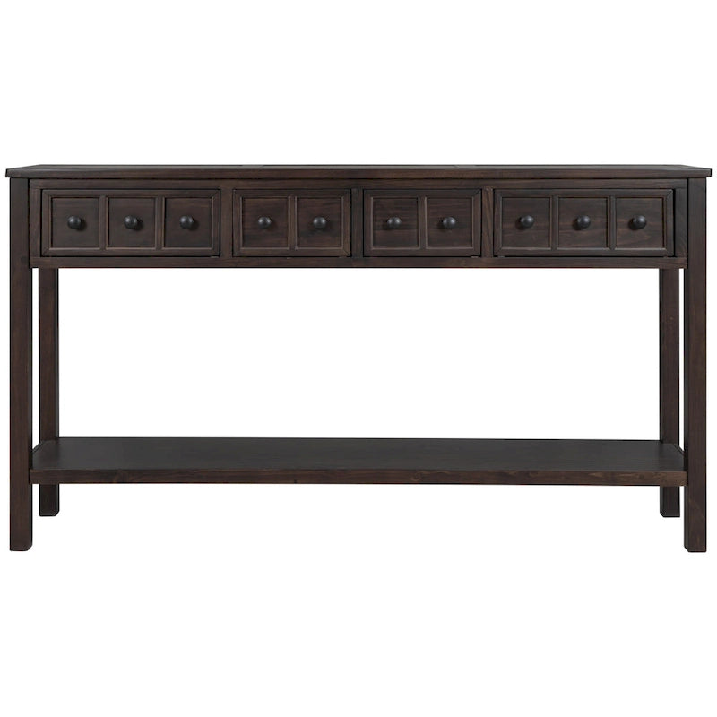 Rustic Entryway Console Table, 60 Long Sofa Table with two Different Size Drawers and Bottom Shelf for Storage