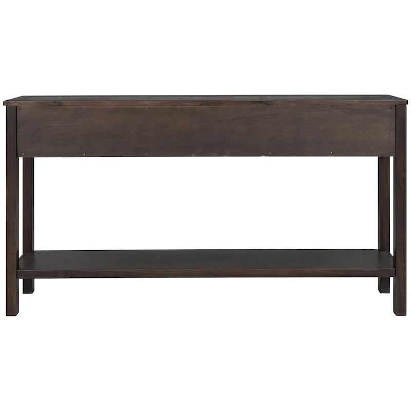 Rustic Entryway Console Table, 60 Long Sofa Table with two Different Size Drawers and Bottom Shelf for Storage