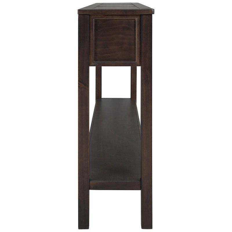 Rustic Entryway Console Table, 60 Long Sofa Table with two Different Size Drawers and Bottom Shelf for Storage