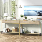 Anmytek Modern Console Table Narrow Long Console Entryway Table with 2 Drawers