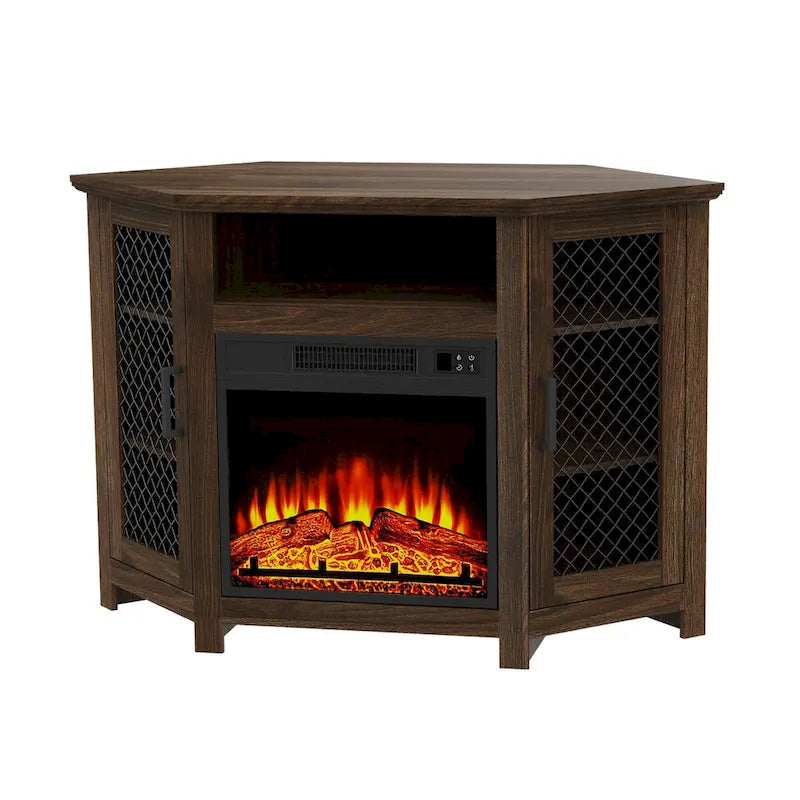 45 Industrial Corner Electric Fireplace TV Stands Console Table with 17 Electric Fireplace