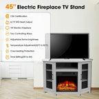 45 Industrial Corner Electric Fireplace TV Stands Console Table with 17 Electric Fireplace