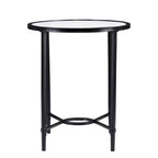 Black Metal Oval End Table - Clear Glass Top 25"