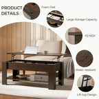 Yaheetech 47.5 Lift Top Coffee Table, Hidden Compartment/ Open Shelf