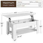 Yaheetech 47.5 Lift Top Coffee Table, Hidden Compartment/ Open Shelf